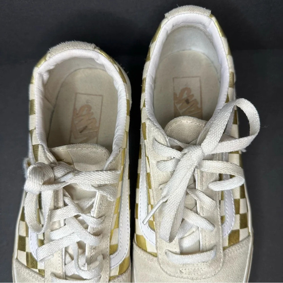 Vans Gold Checkered Low Top Sneakers Women US 8.5 - Picture 5 of 12
